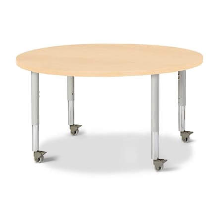 Jonti-Craft Berries Round Activity Table, 42 in. Diameter, Mobile, Maple/Maple/Gray 6468JCM251